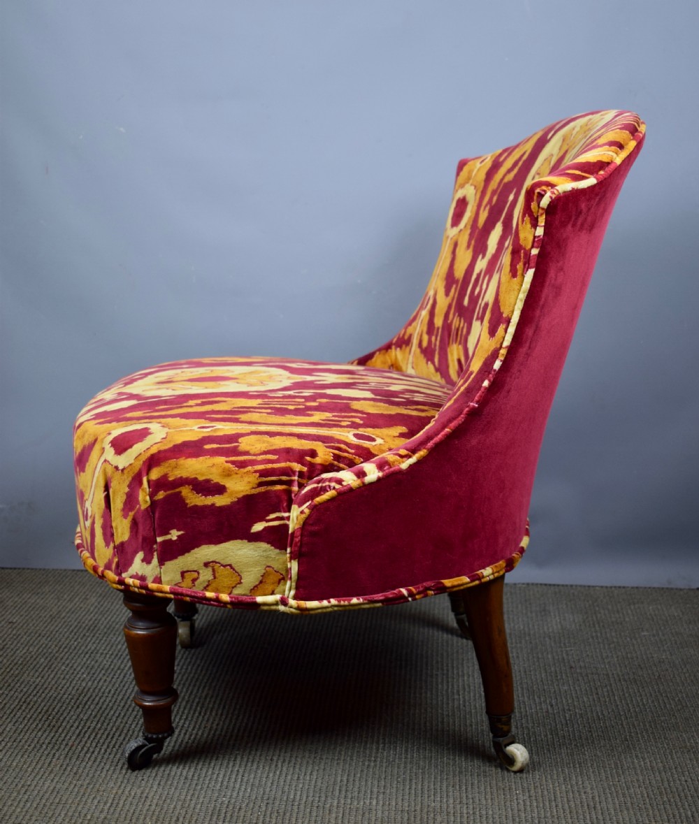 Antique Victorian occasional chair in Zoffany Kashgar velvet View II
