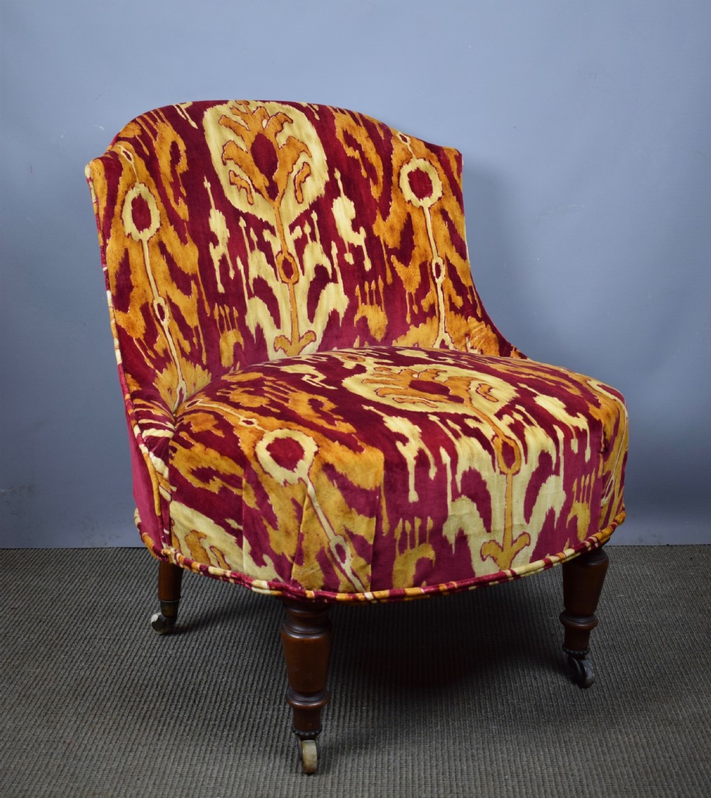 Antique Victorian occasional chair in Zoffany Kashgar velvet View III