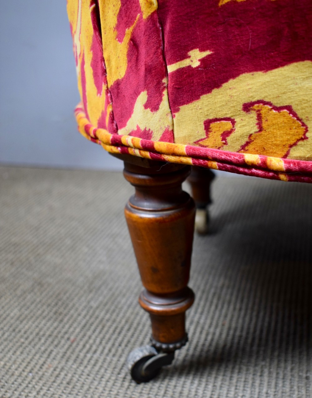 Antique Victorian occasional chair in Zoffany Kashgar velvet View IV