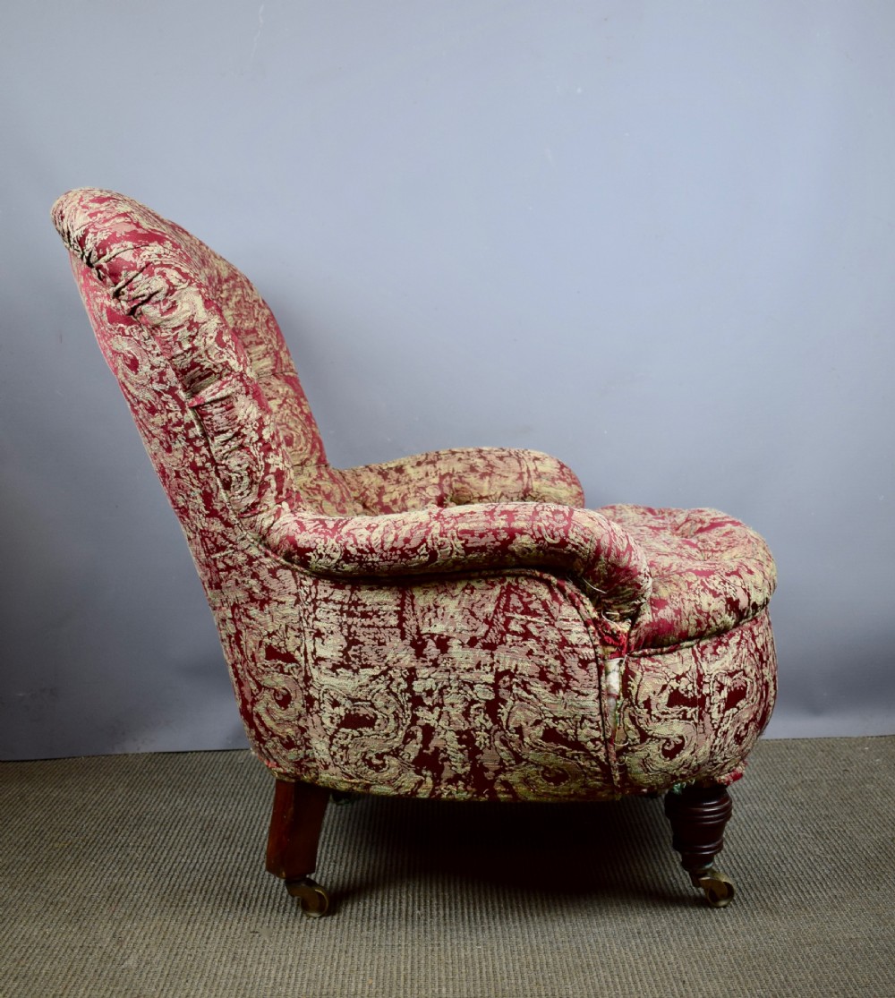 Antique Victorian button back armchair View III