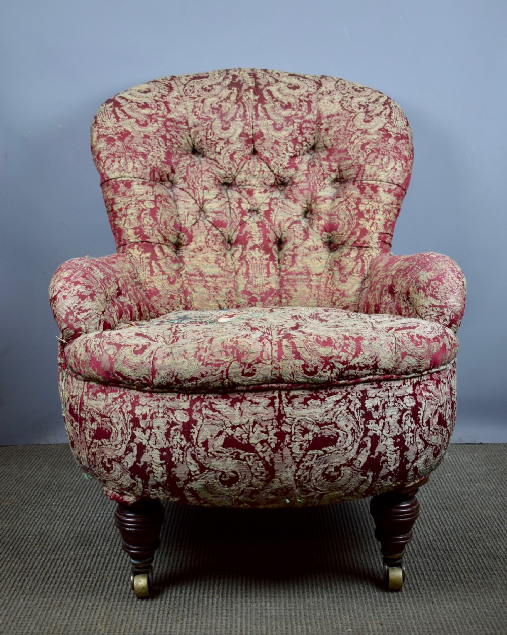 Antique Victorian button back armchair View IV