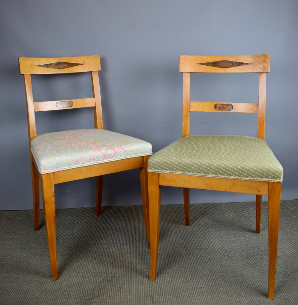 Pair of early 19th century Biedermeier inlaid satinwood chairs