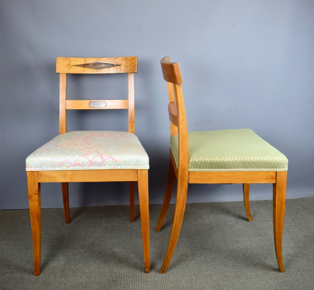 Pair of early 19th century Biedermeier inlaid satinwood chairs View II