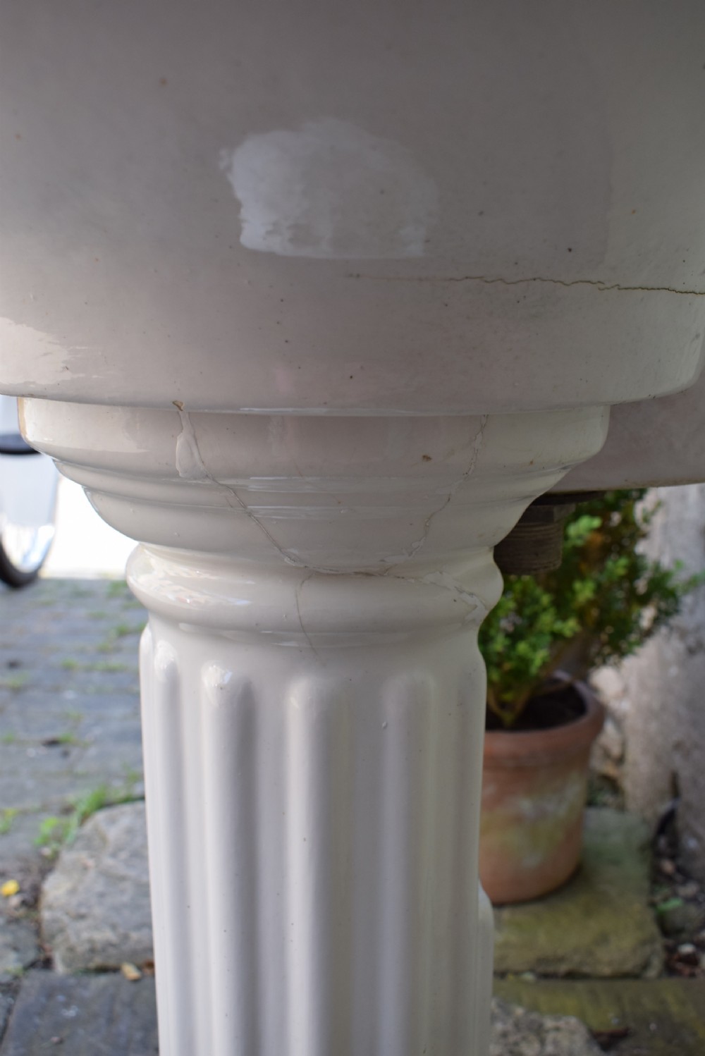 Antique French Porcelain Pedestal Sink from a Chateau in South West France View IV