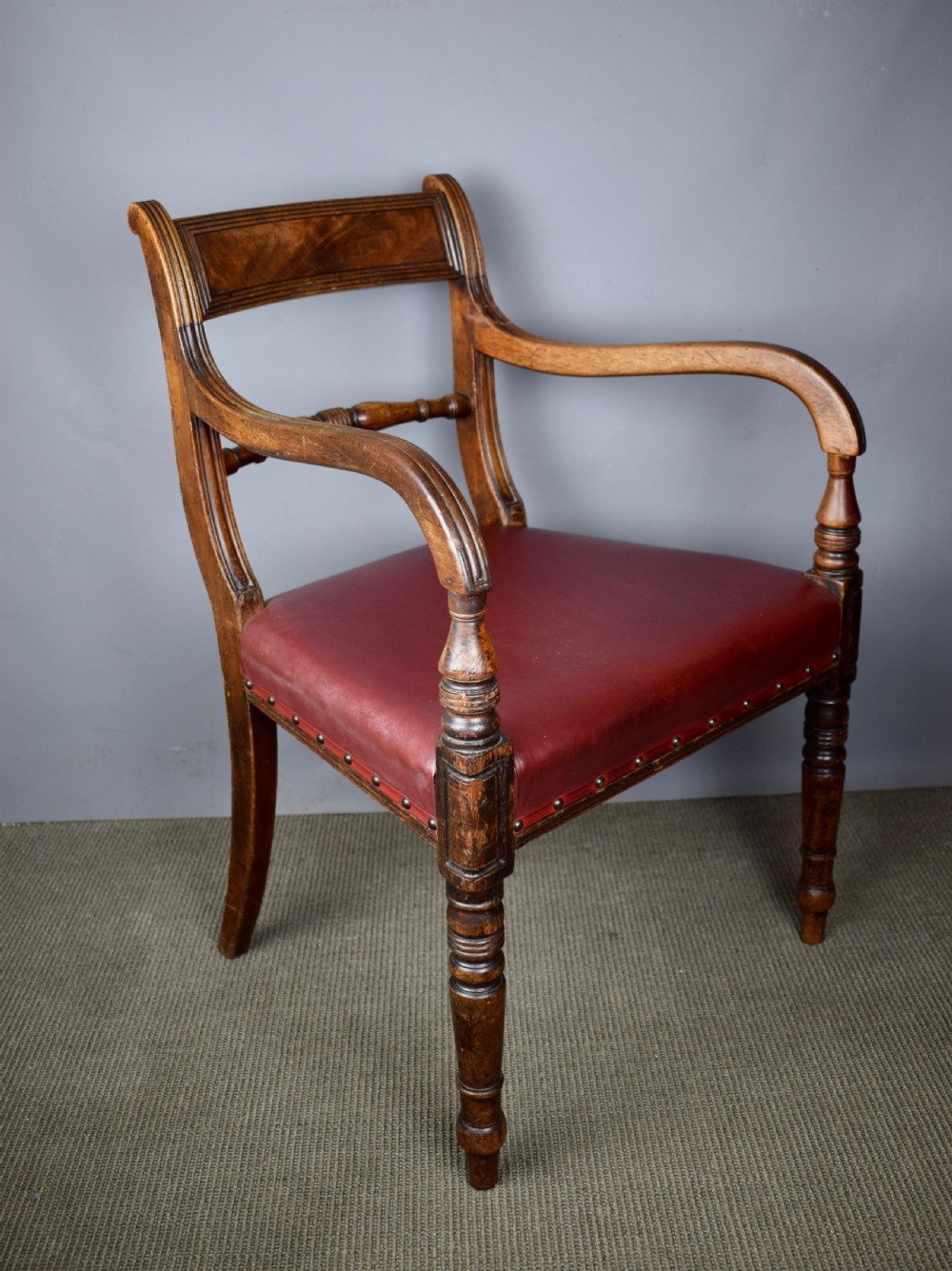 Regency Mahogany Elbow Desk Chair View II