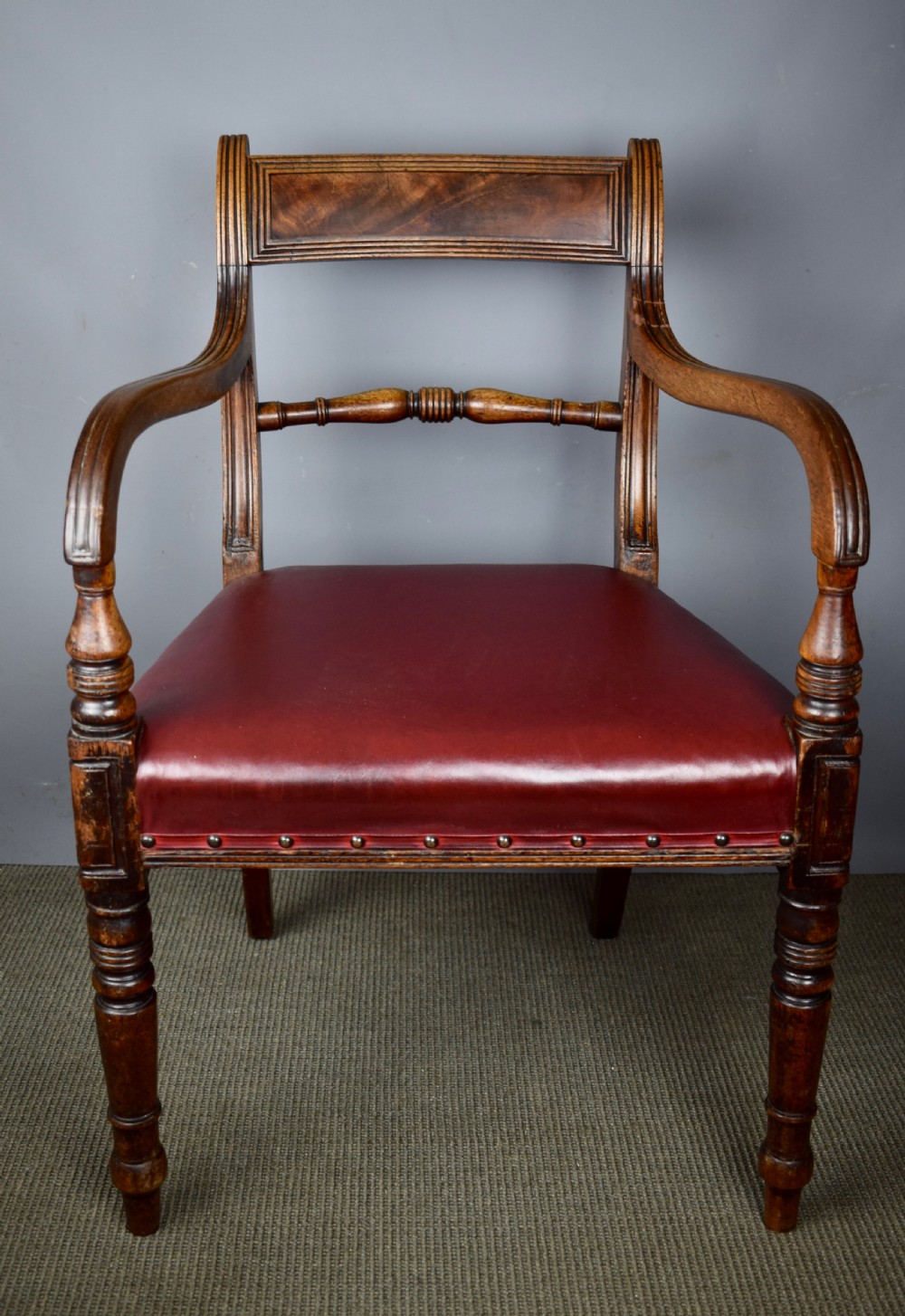 Regency Mahogany Elbow Desk Chair View V