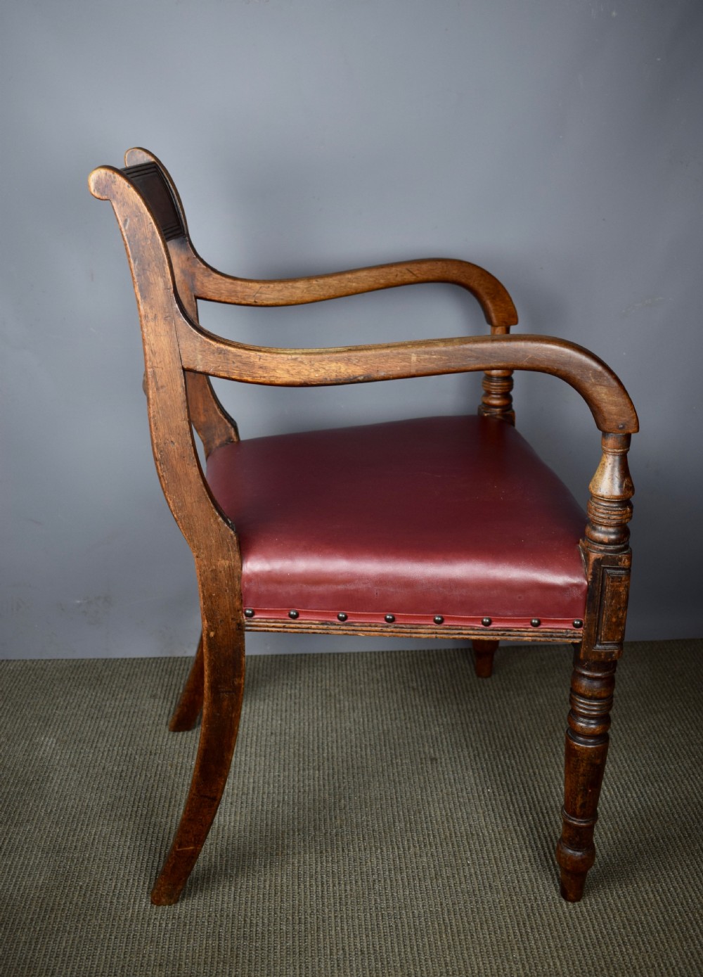 Regency Mahogany Elbow Desk Chair View VI