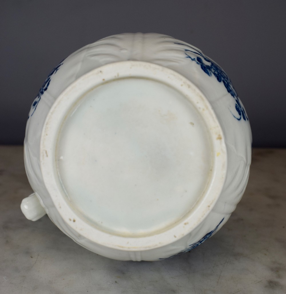 Worcester blue & white cabbage leaf mask jug circa 1770 View VI