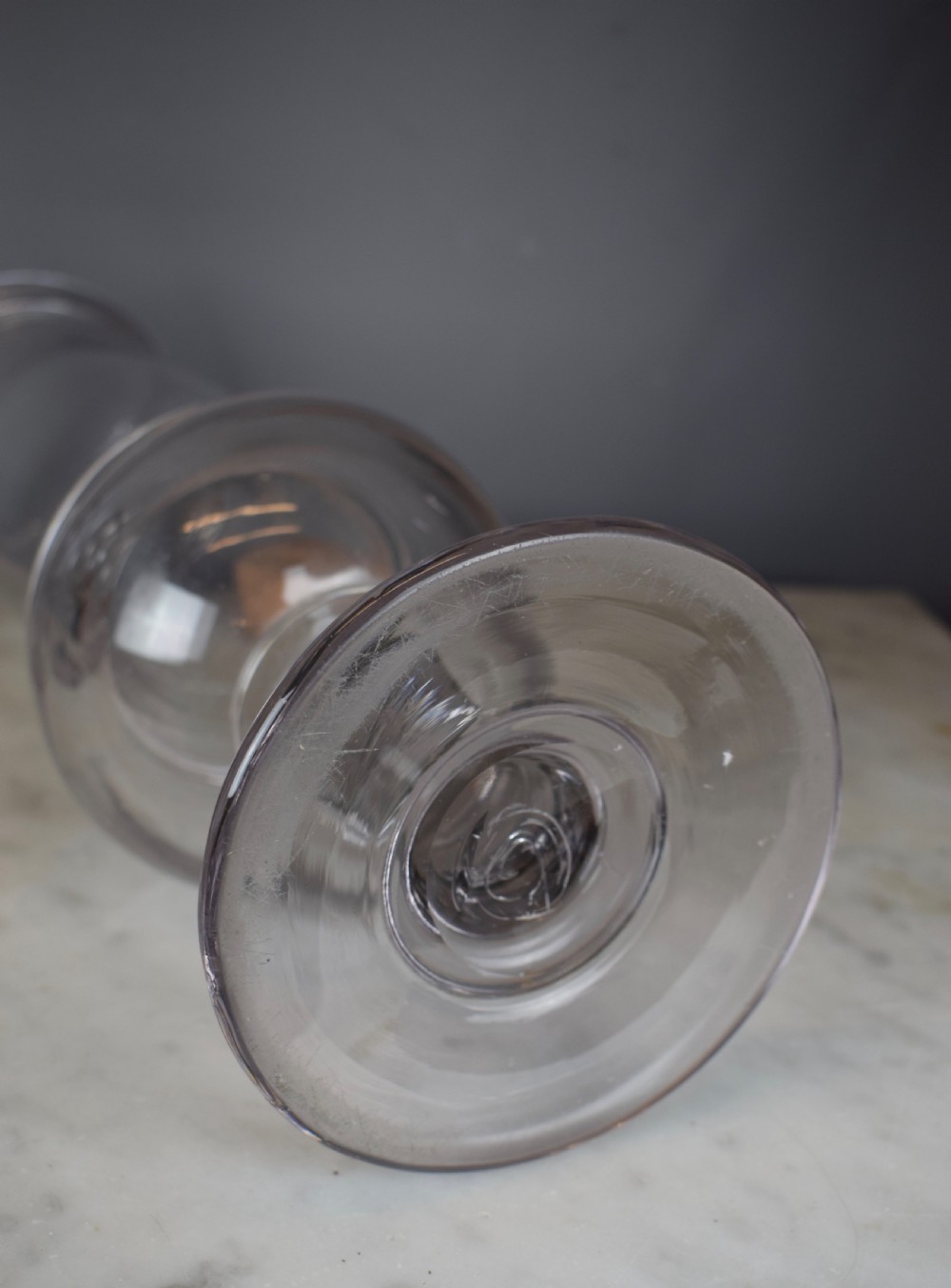 Pair of French hand blown glass apothecary chemist jars View IV