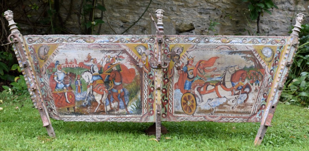 Sicillian Fok Art Hand Painted and Carved Cart Panel View II