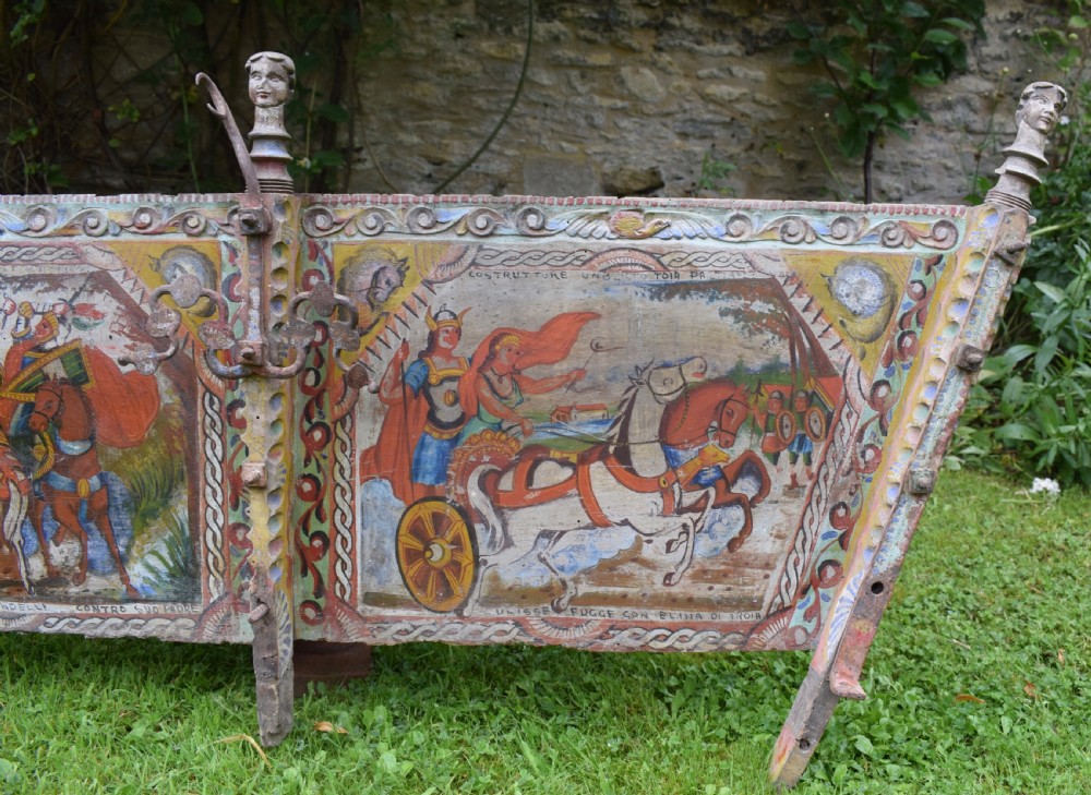 Sicillian Fok Art Hand Painted and Carved Cart Panel View III