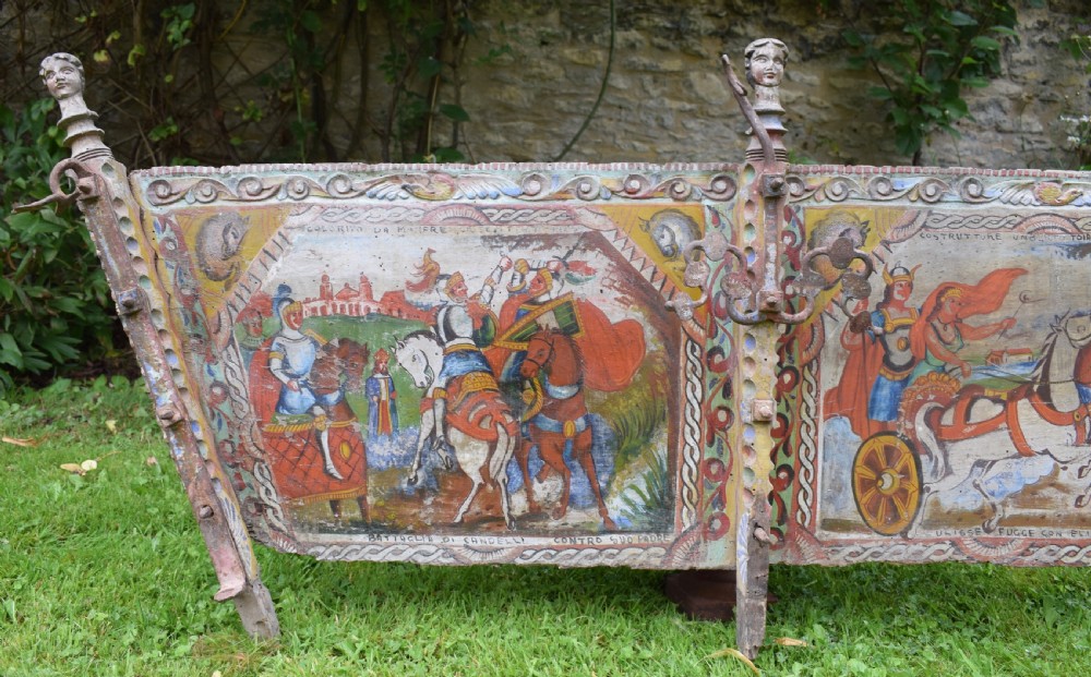 Sicillian Fok Art Hand Painted and Carved Cart Panel View IV