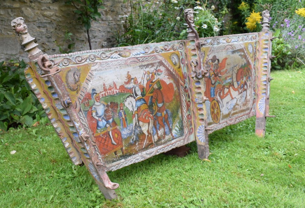 Sicillian Fok Art Hand Painted and Carved Cart Panel View IX