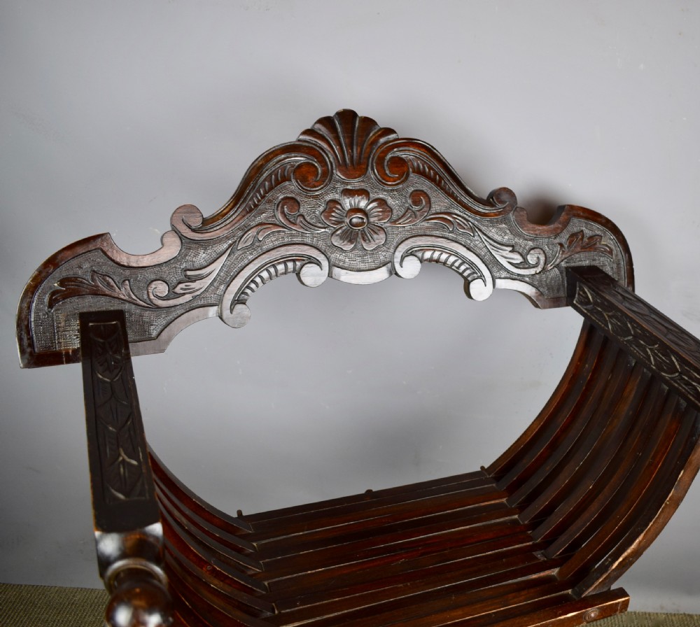 Pair of Italian X framed Savonarola chairs View VI