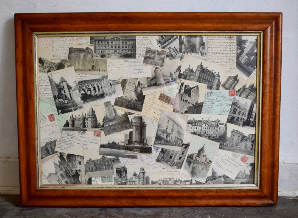 Framed Montage of Postcards of French Chateau addressed to the Curzon family View II