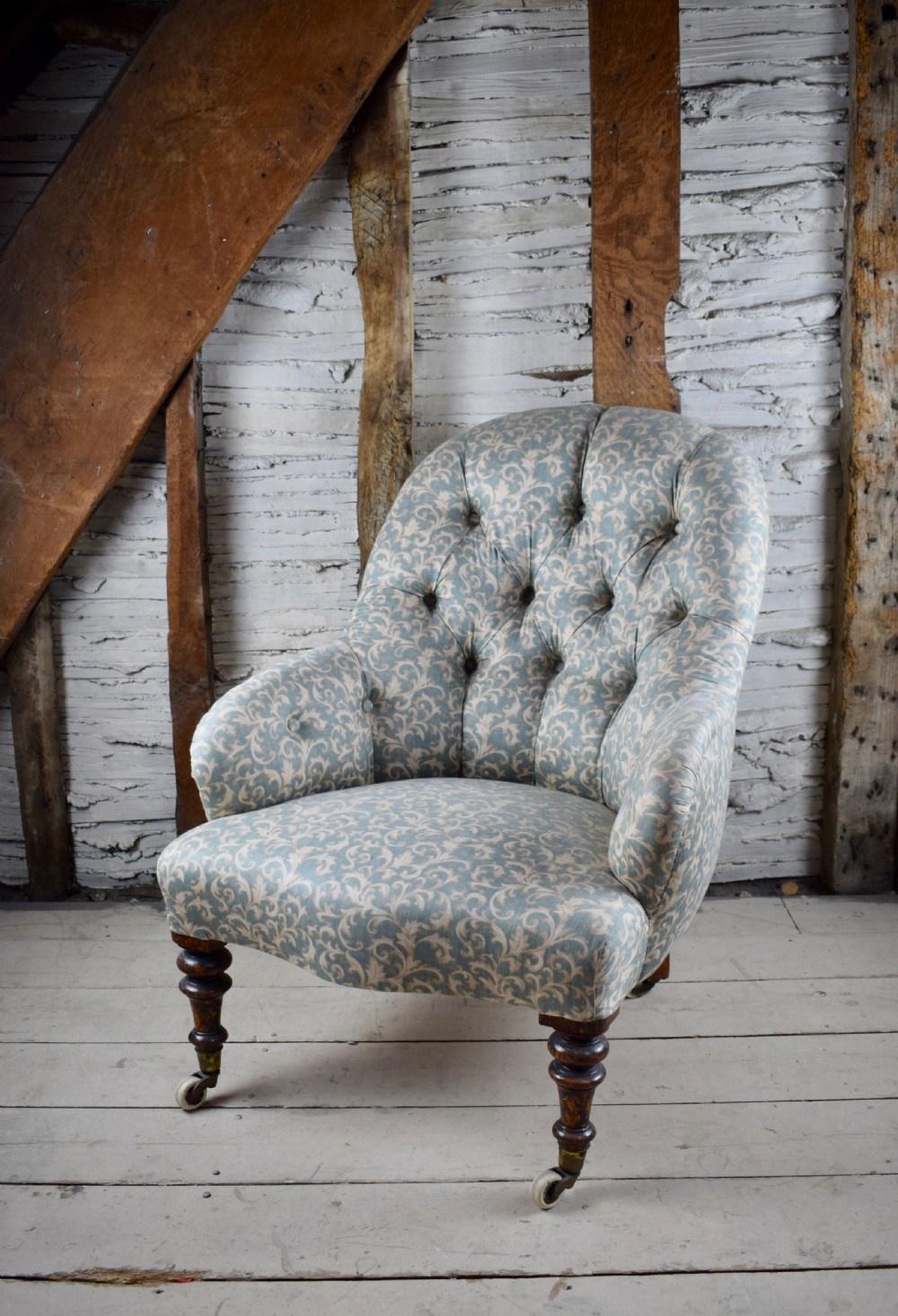Antique Victorian Button Back Armchair