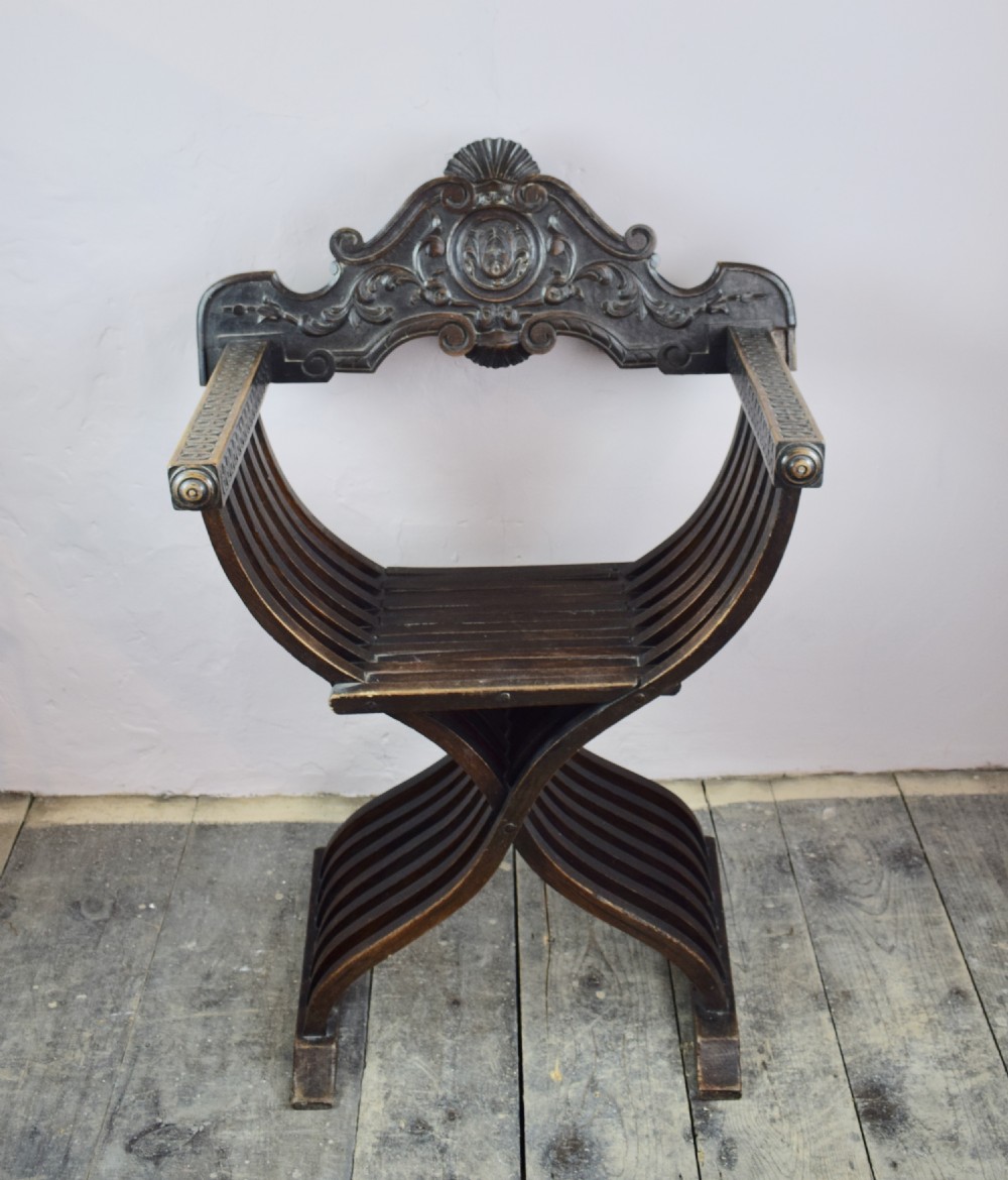 Italian Renaissance Revival x framed Savonarola chair View II
