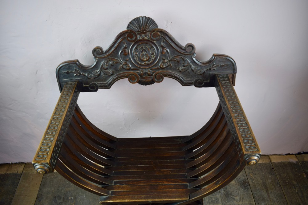 Italian Renaissance Revival x framed Savonarola chair View III