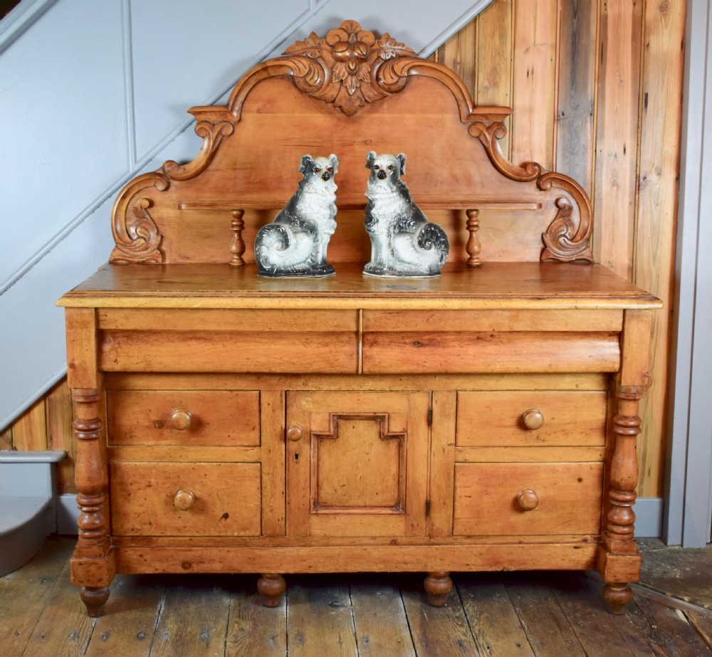 Antique Lancashire Style Pine Buffet Dresser Base View II