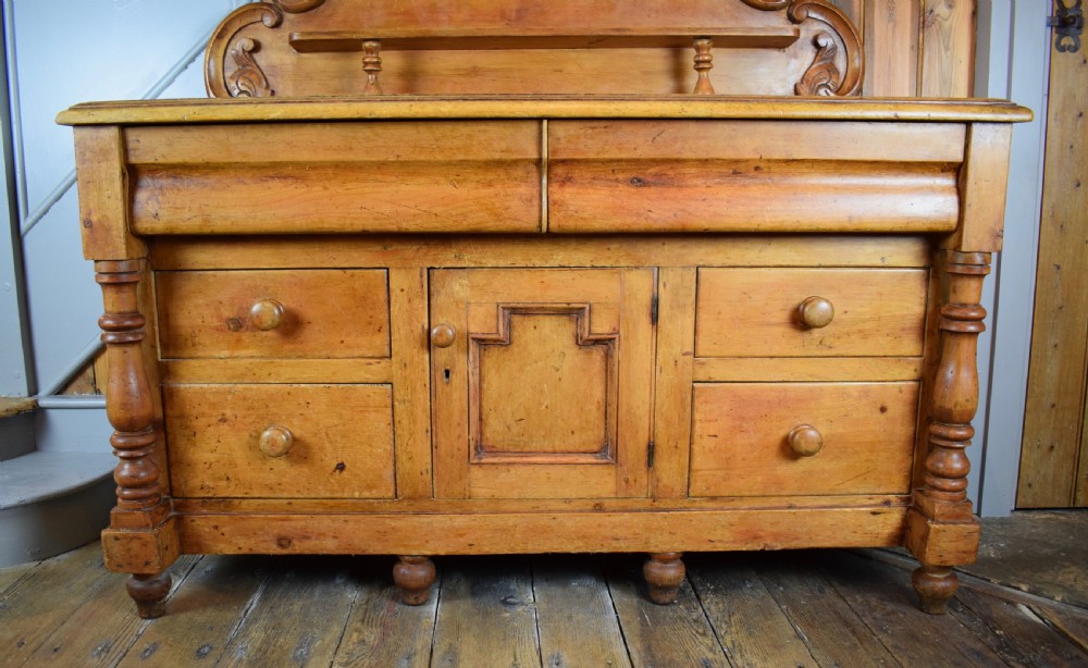 Antique Lancashire Style Pine Buffet Dresser Base View IV