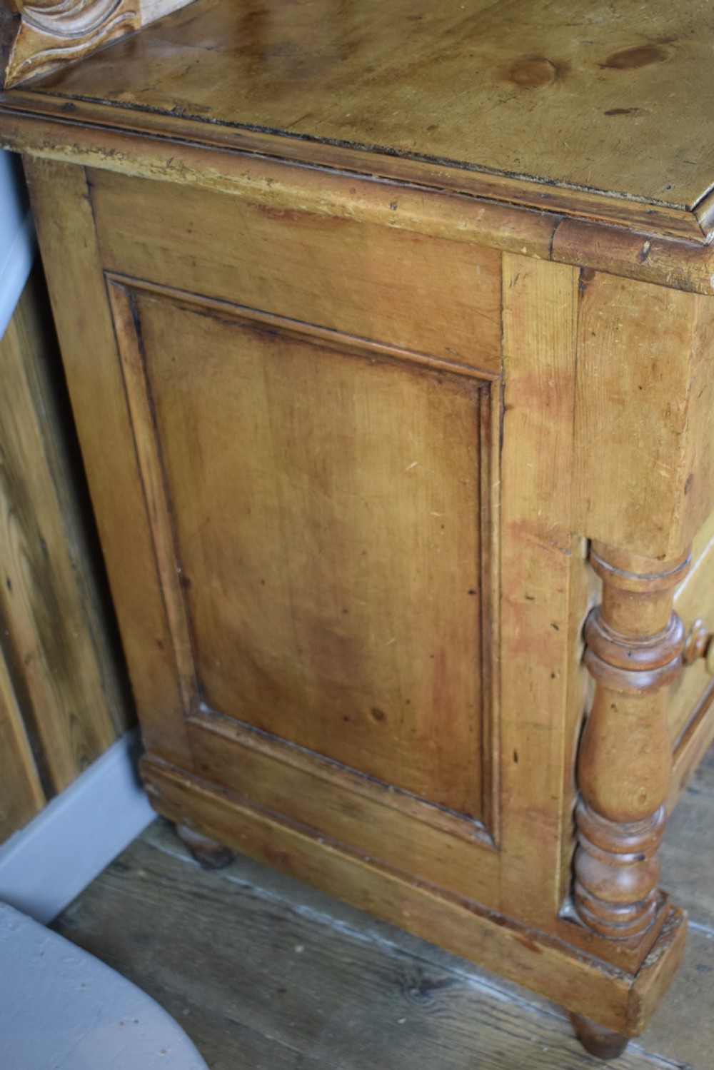 Antique Lancashire Style Pine Buffet Dresser Base View IX