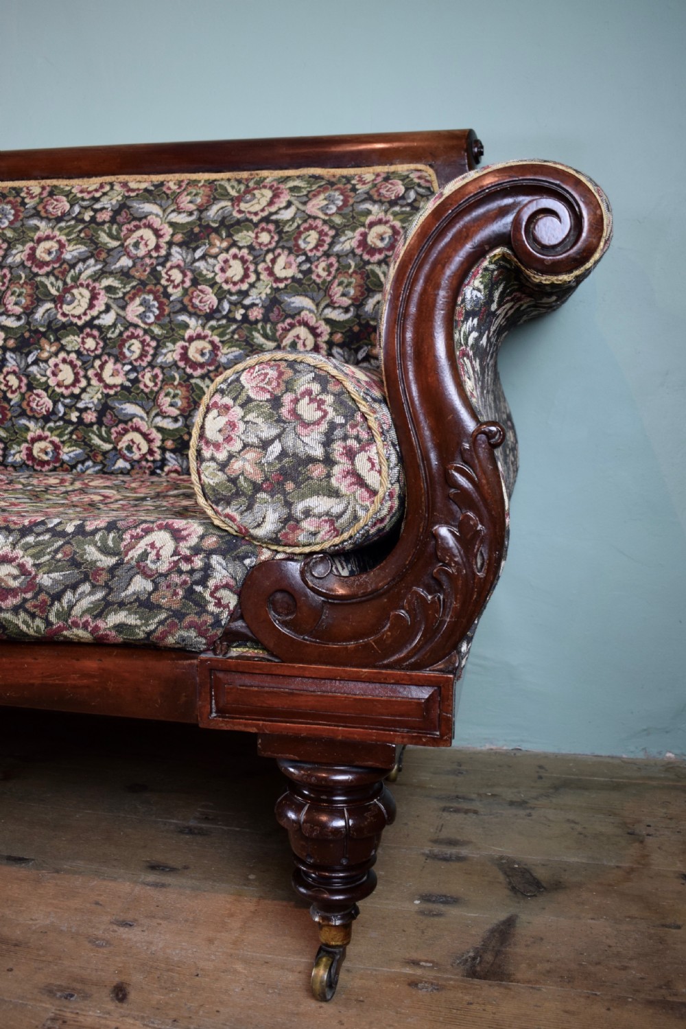 A William IV Mahogany Scroll End sofa  View III
