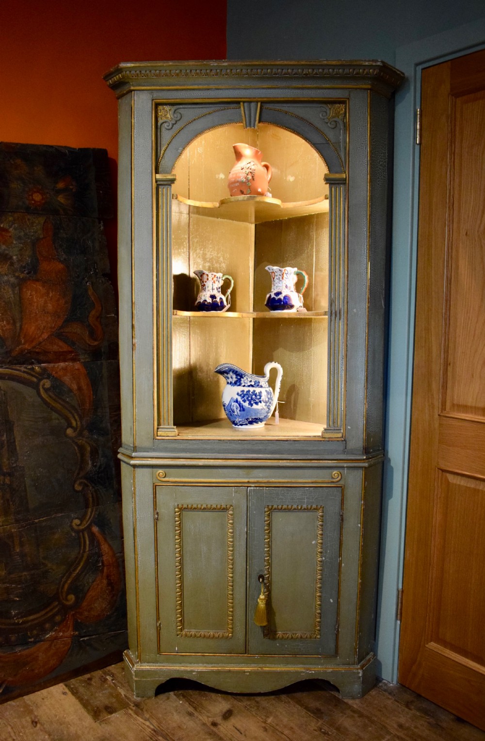 Antique 19th century Painted Corner Cupboard View III