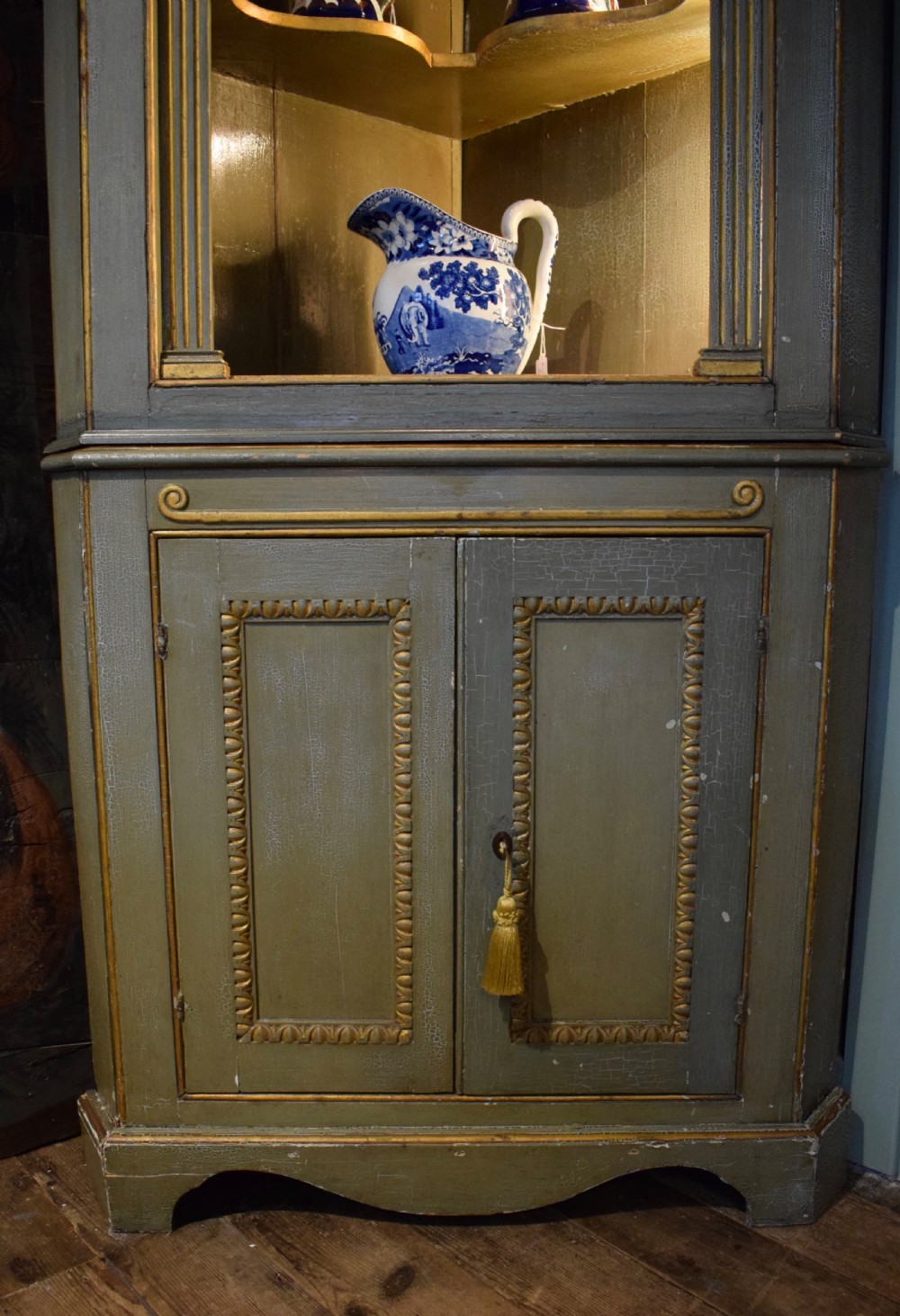 Antique 19th century Painted Corner Cupboard View IV