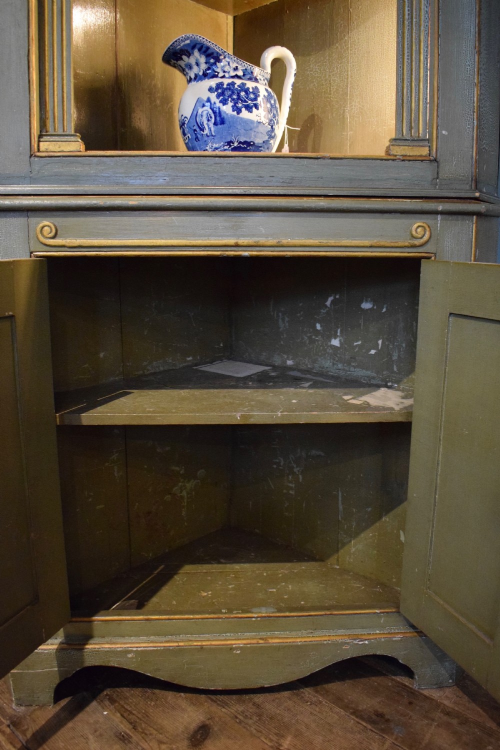 Antique 19th century Painted Corner Cupboard View VI
