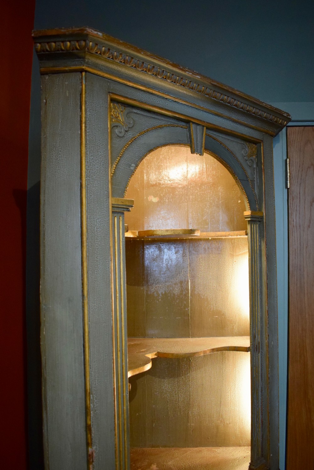 Antique 19th century Painted Corner Cupboard View IX