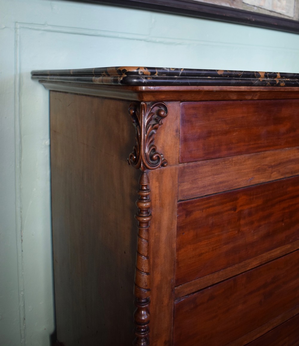 Antique French marble top commode chest of drawers View III