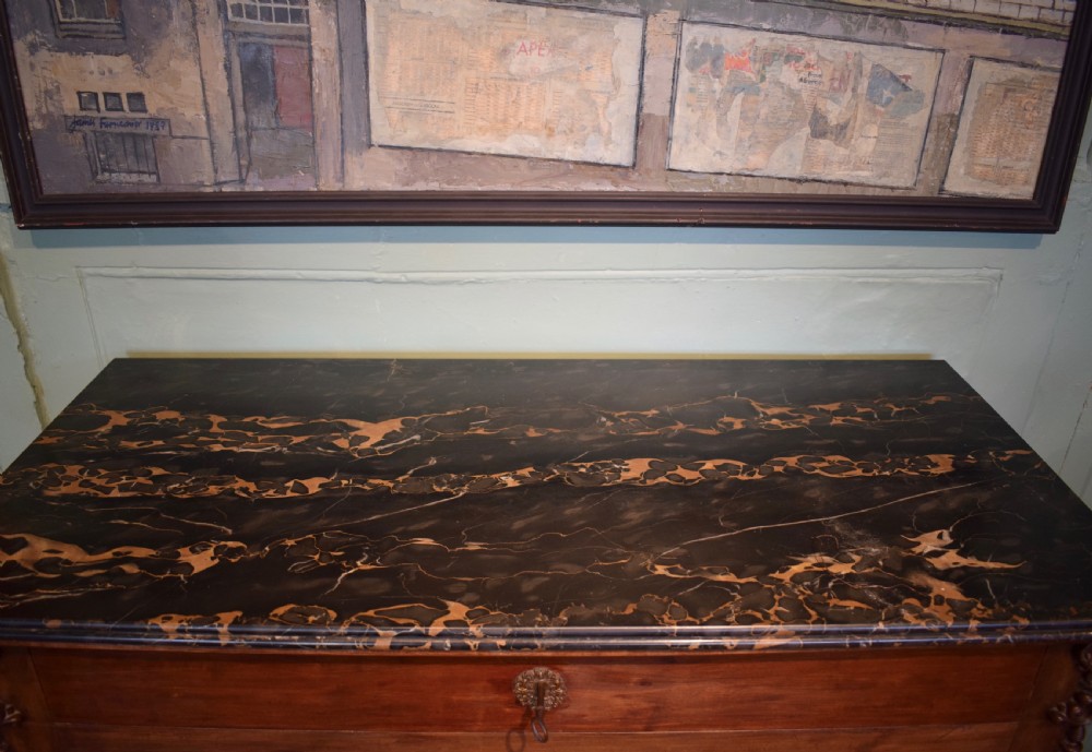 Antique French marble top commode chest of drawers View IV