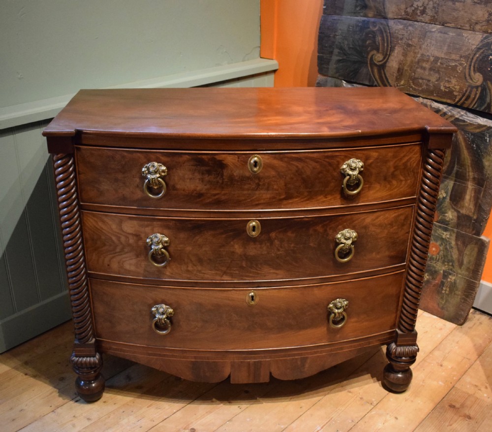 Regency mahogany chest of drawers with column corners View IV