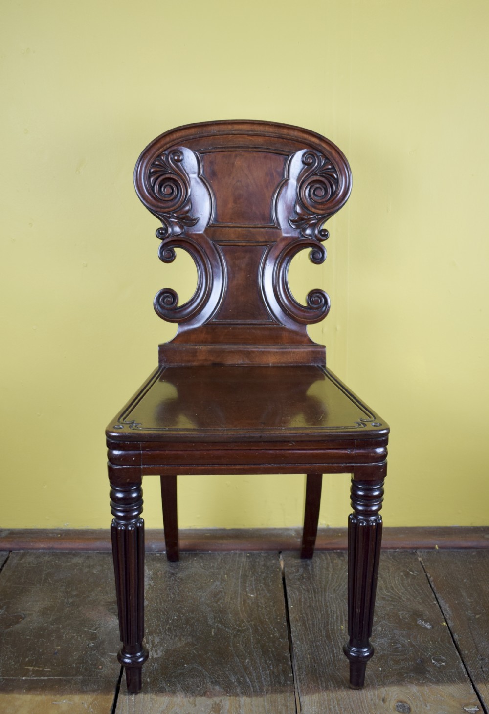 William IV Mahogany hall chair in the manner of Gillows View III