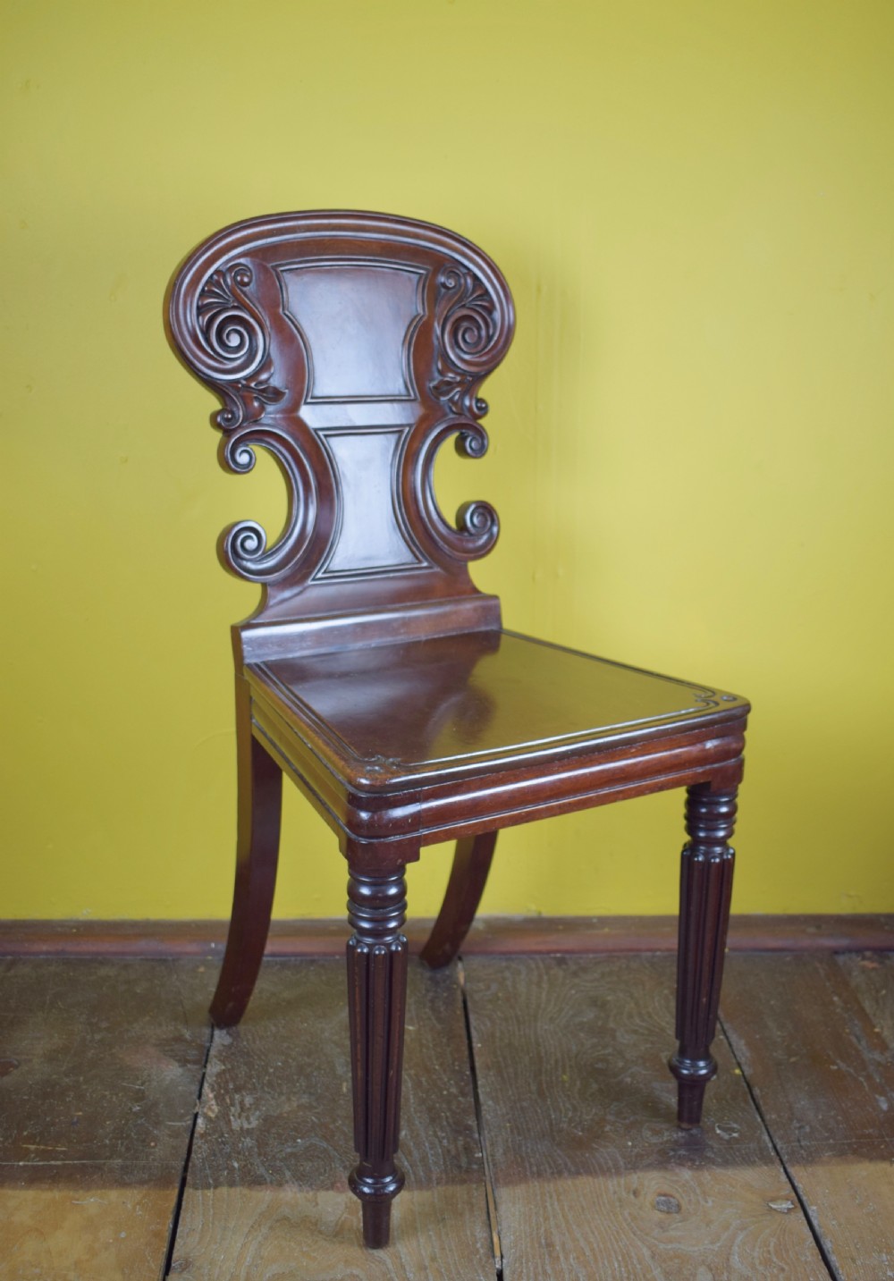 William IV Mahogany hall chair in the manner of Gillows View IV