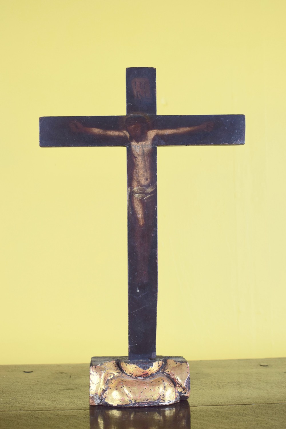 Antique 18th Century Hand Painted Crucifix