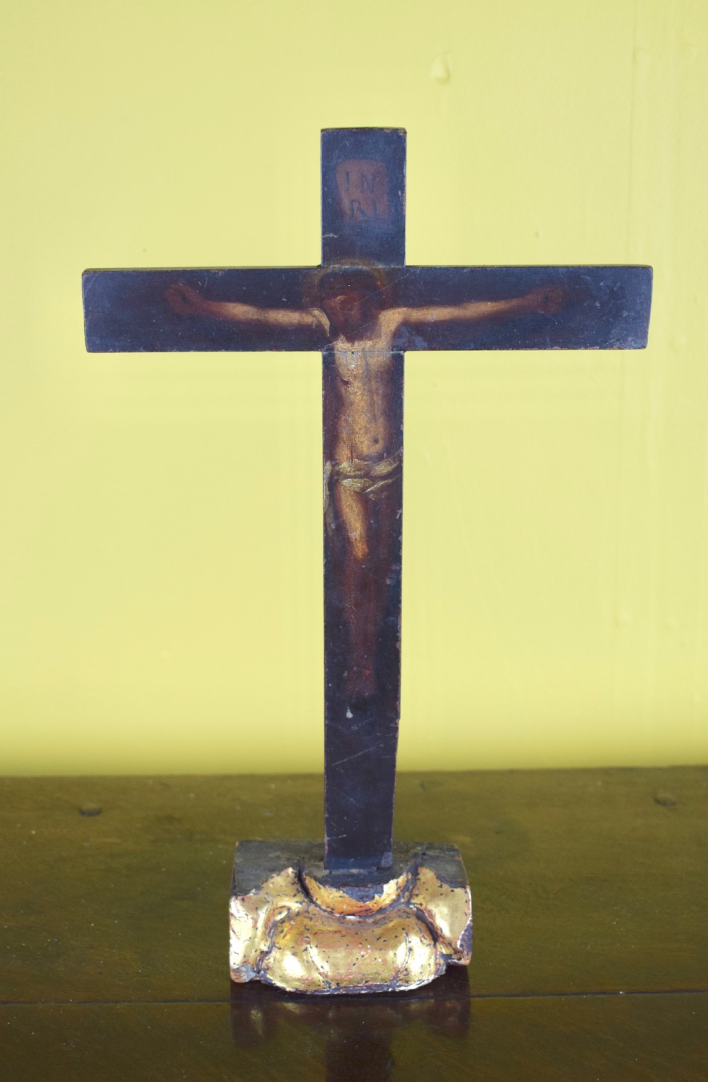 Antique 18th Century Hand Painted Crucifix View II