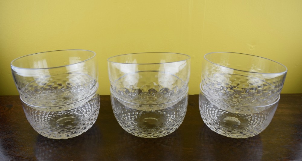 Set of Six Antique Victorian Blown Glass Finger Bowls with honeycomb moulding View III