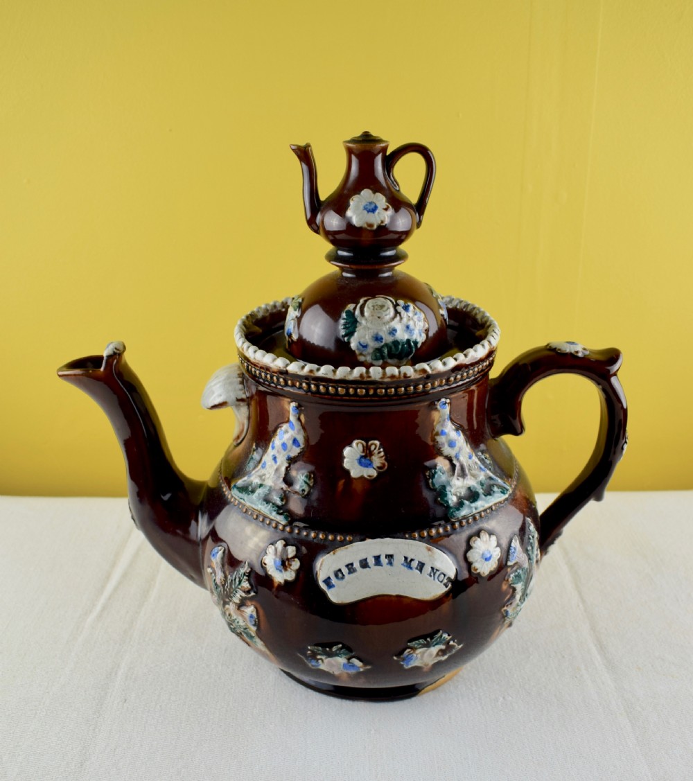 Large Measham Bargeware 'Forget Me Not' Teapot  View III