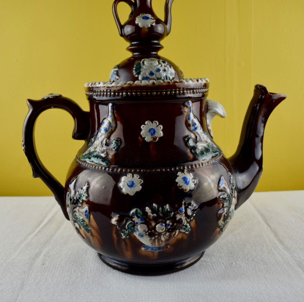 Large Measham Bargeware 'Forget Me Not' Teapot  View V