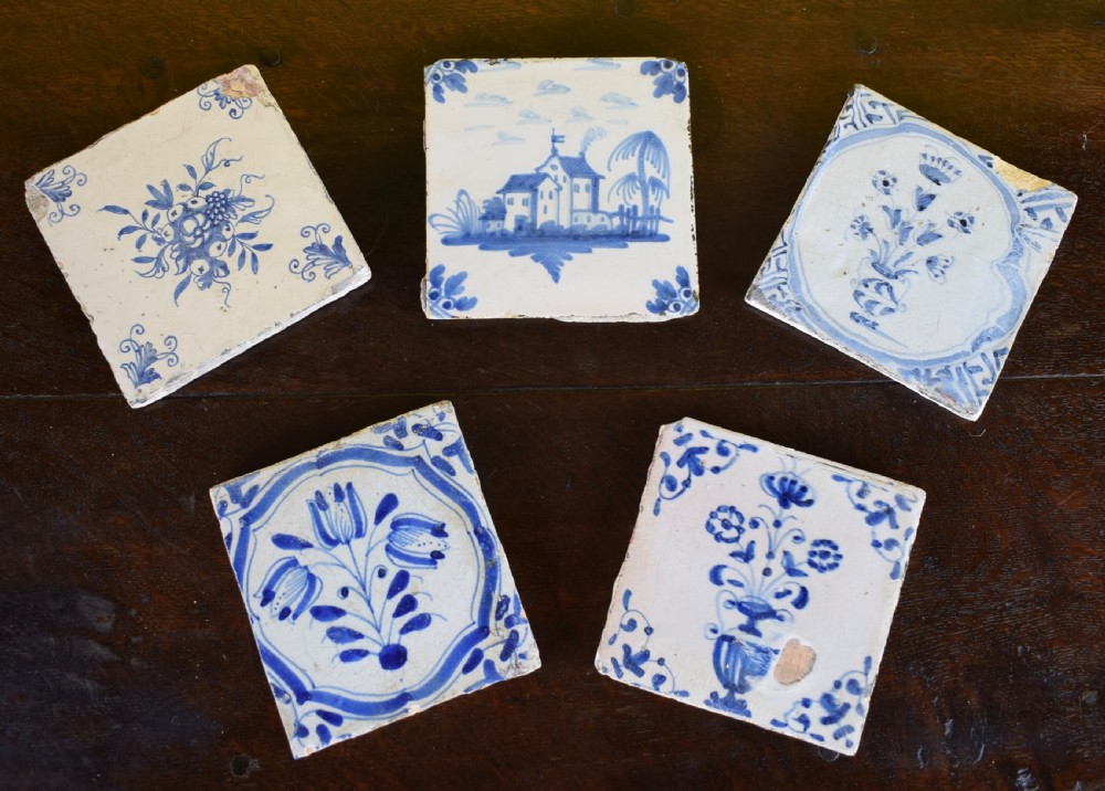 Five Delft Blue & White Tiles View II