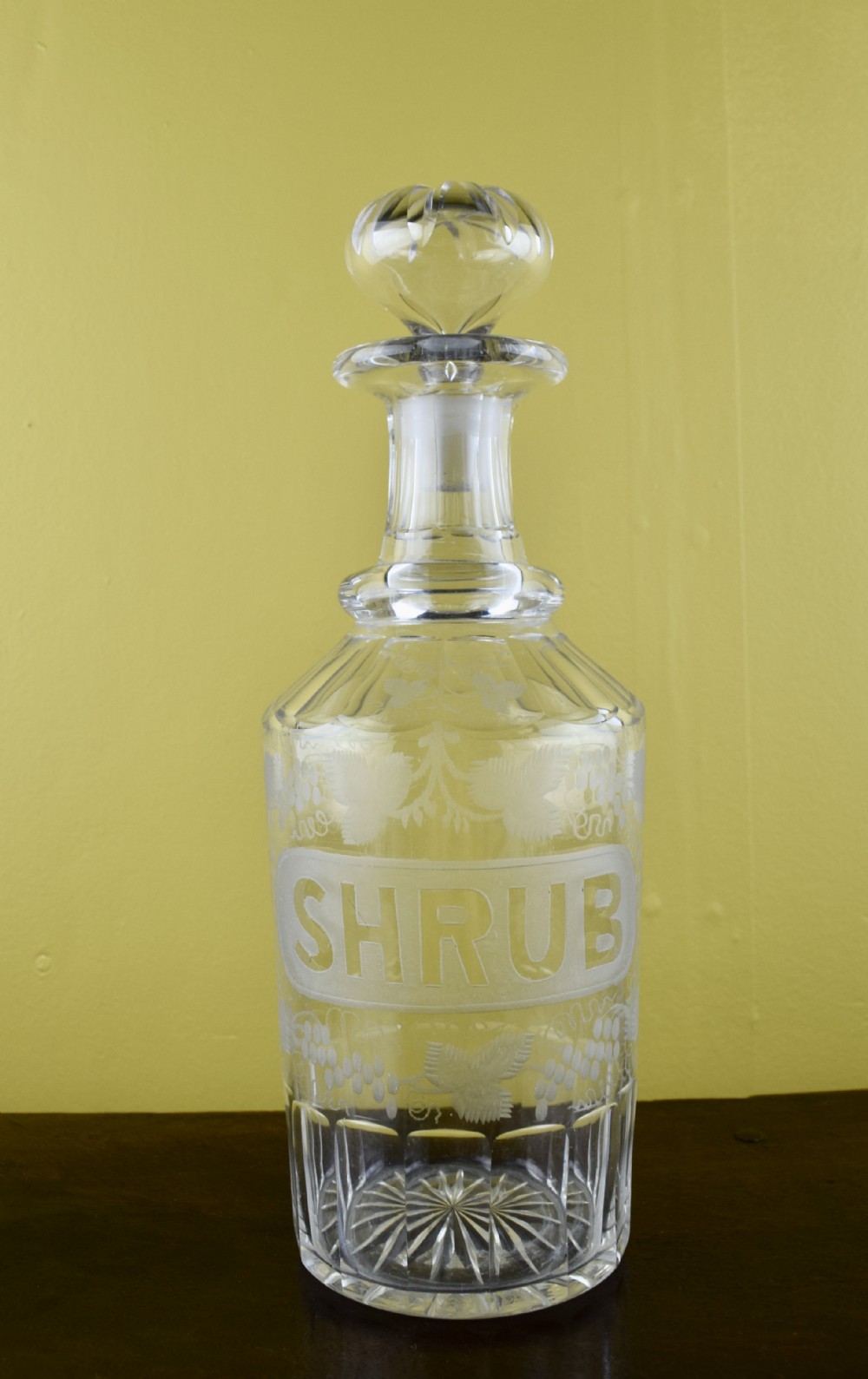 Georgian Cut and Engraved Glass Shrub Decanter