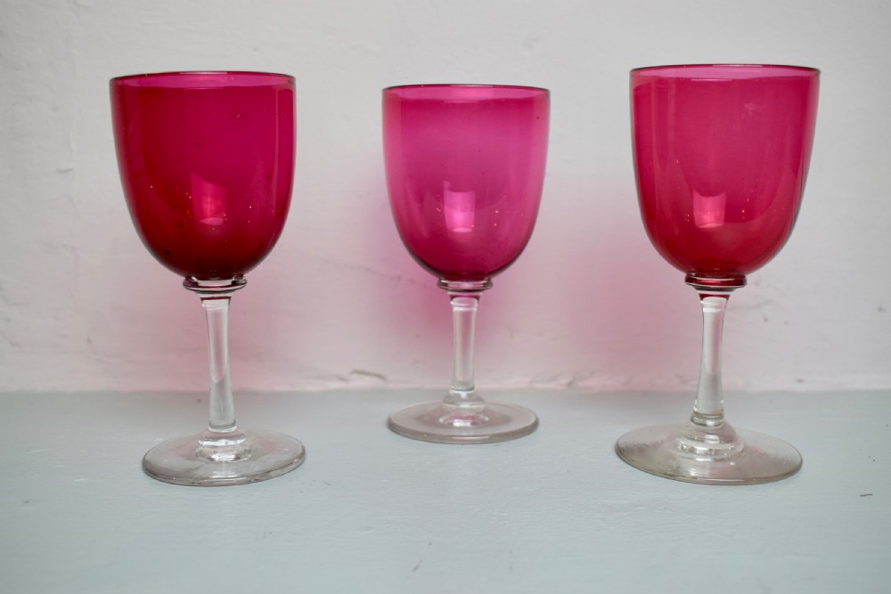 Twelve Victorian Cranberry Ruby Glass Drinking Glasses View III
