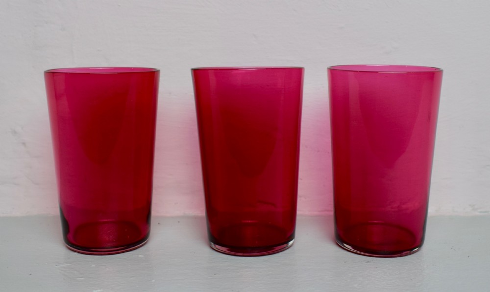 Set of Six Victorian Cranberry Ruby Glass Tumblers View III