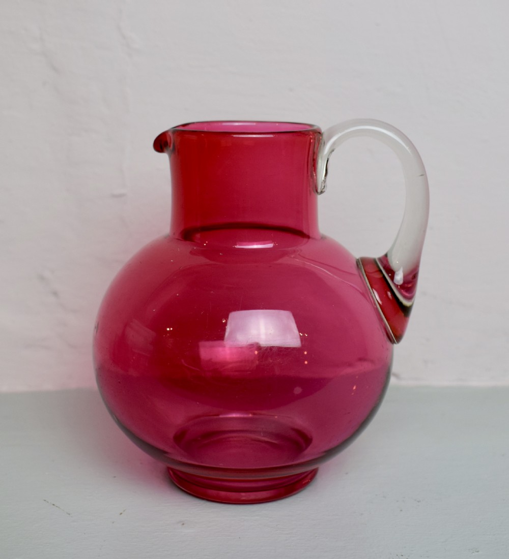Victorian Cranberry Ruby Glass Jug and Tumblers Water Set View III