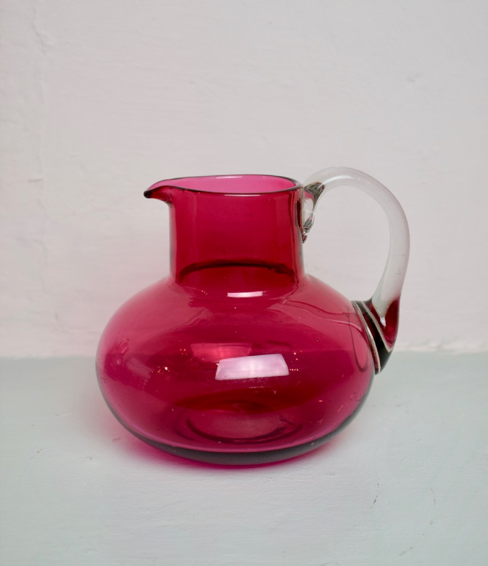 Victorian cranberry glass water jug