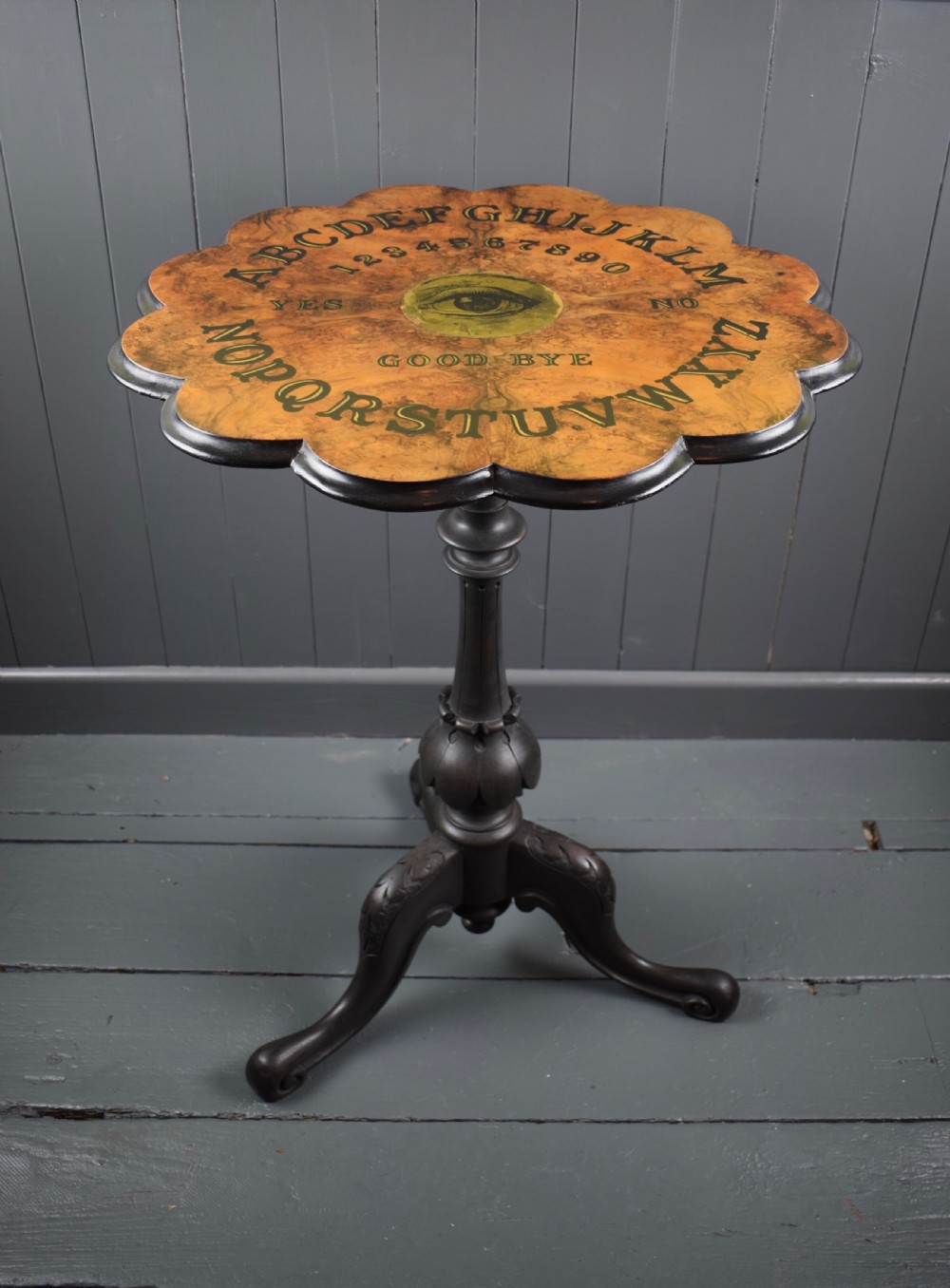 Victorian Burr Walnut Ouija Board Table