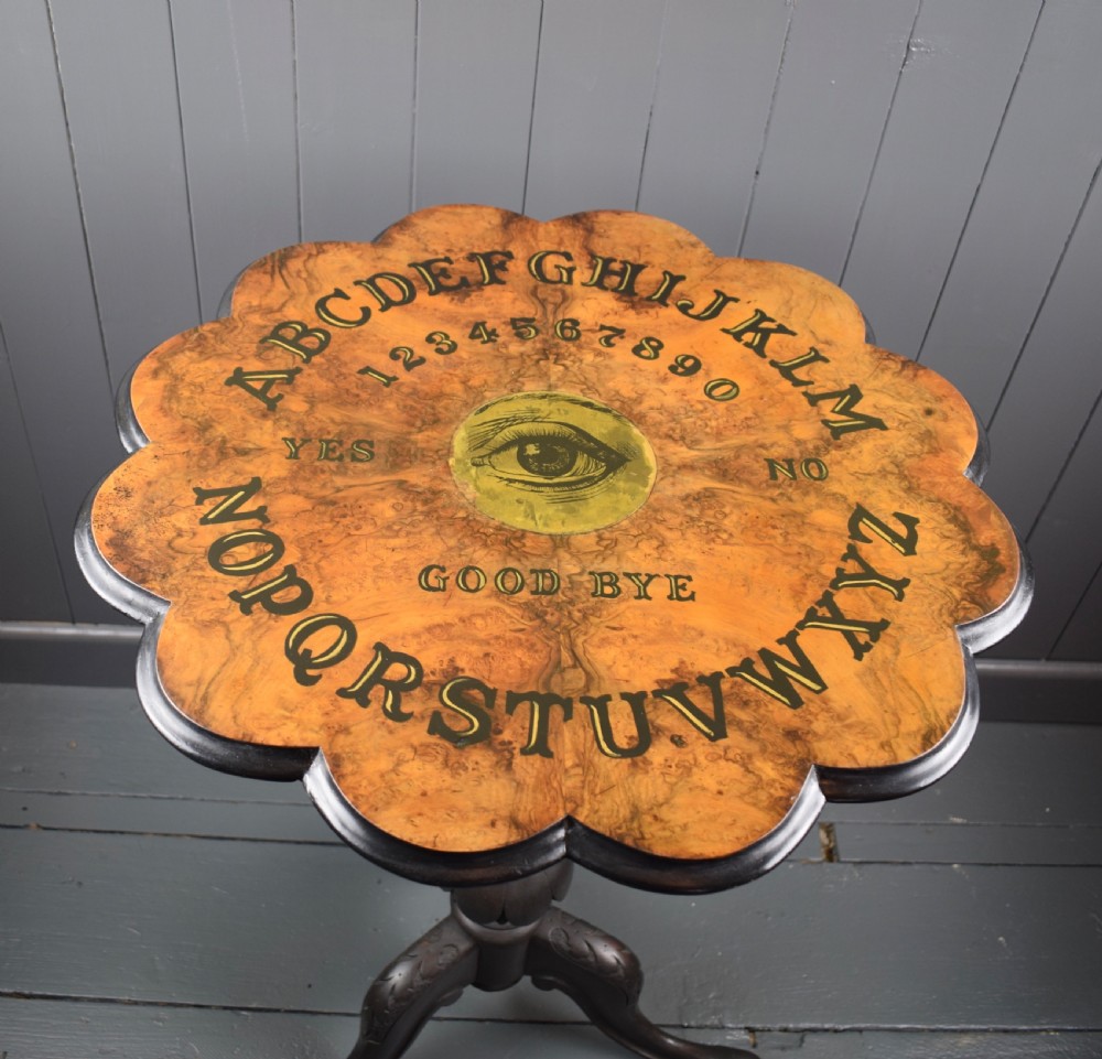 Victorian Burr Walnut Ouija Board Table View III