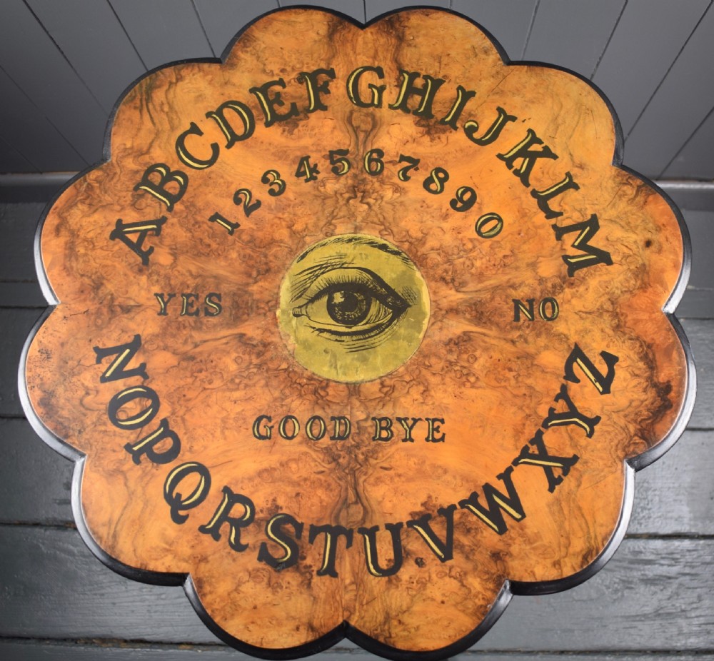 Victorian Burr Walnut Ouija Board Table View IV