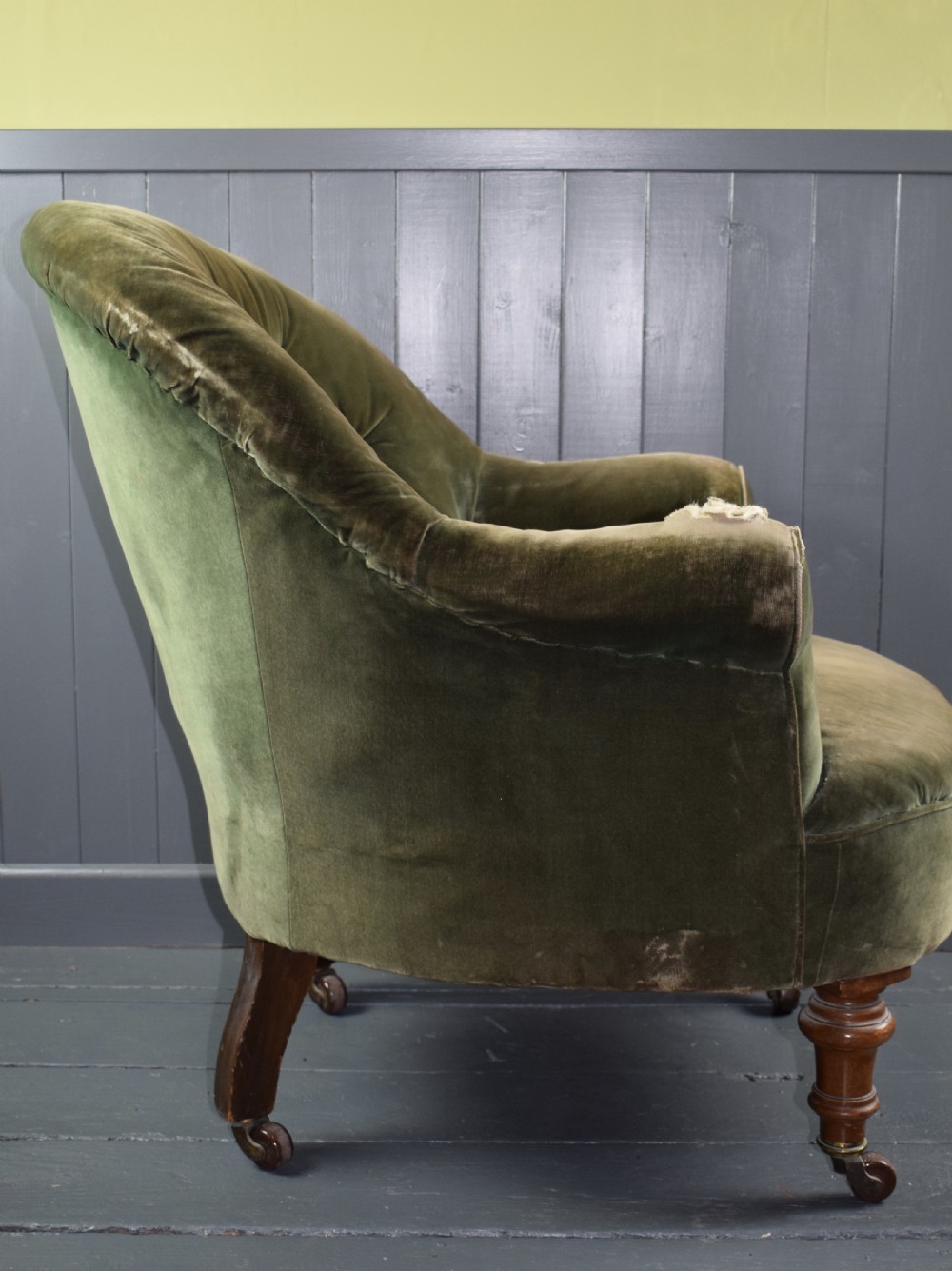 Antique Victorian Button Back Armchair for recovering
 View IV
